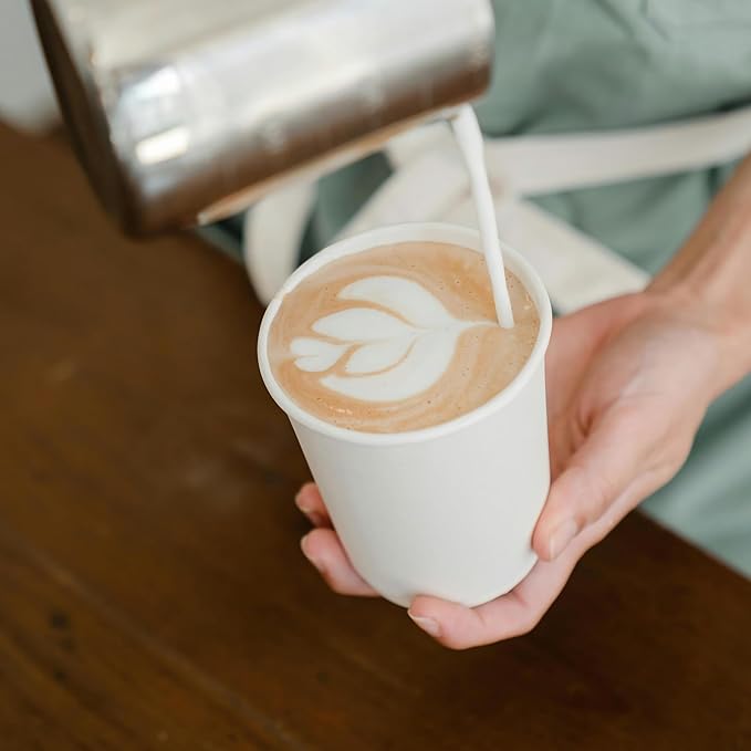 TashiBox 300 Count 12 oz Disposable Paper Coffee Cups - White Paper Cups for Party, Office, Cafes - Perfect for Cold and Hot Drinks
