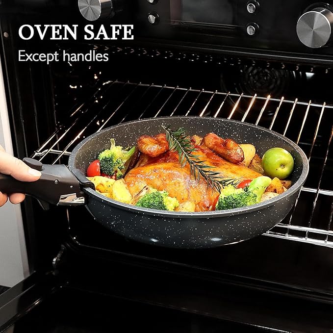 GiPP Ceramic Pots and Pans Set Non Stick, Nonstick Detachable Handle Cookware Sets, Non Toxic Induction Kitchen Pot and Pan with Removable Handle, Healthy RV Cookware, Dishwasher 竊냀ven Safe, 5 Piece