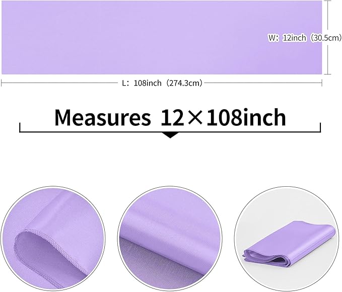 4-Pack Lavender Satin Table Runner 12 x 108 Inch Long Bright and Smooth Silk Fabric Table Runner for Wedding Banquet Birthday Party Decoration