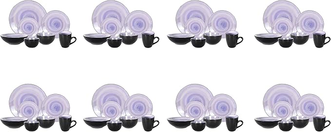Stoneware Sonoma Dinnerware Set, Black + Speckled Handpainting (56pc Set, Cobalt)
