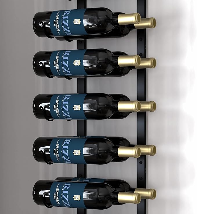 CharaVector Wall Mount Wine Rack (Holds 36 Bottles 2PCS), DIY 1/2 Wall Wine Rack for Wine Bottles, Liquor, Champagne, Black Metal Wine Bottle Holder for Home and Kitchen Decor