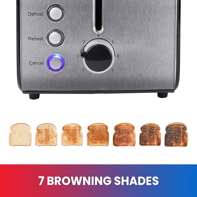 Total Chef toaster 2 slice - large wide slot, fast commercial countertop toasted toasters, with space saving modern stainless steel for bread bagel Waffles, retro quick clear popup tostadora de pan