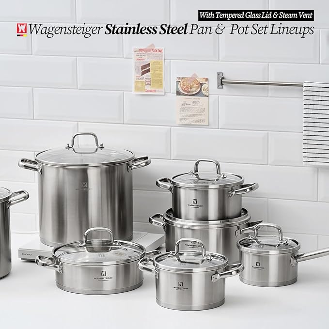 7.27-Quart Dutch Oven, Stainless Steel 3-Layer Construction with Aluminum Core, Tempered Glass Lid, Spacious Stock Pot for Boiling, Stewing, Canning ??For All Stovetops (9.84" Diameter)