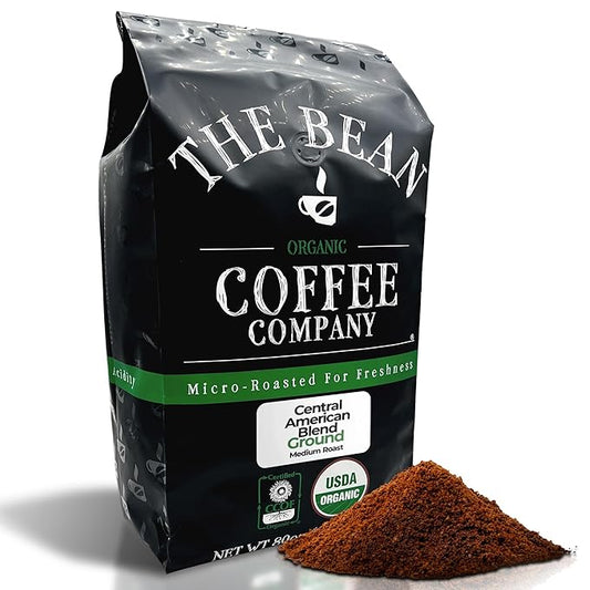 The Bean Organic Coffee Company Central America, Medium Roast, Ground Coffee, 5-Pound Bag,Caf챕 molido tostado organico