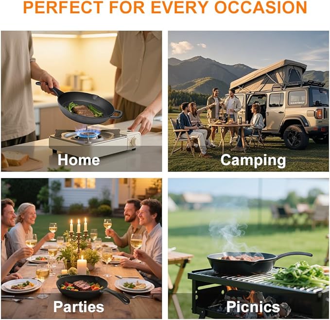 6 Inch Cast Iron Skillet ??Pre-Seasoned Mini Frying Pan, Oven & Grill Safe, Christmas Holiday Cookware for Camping, Breakfast & Single-Serve Cooking