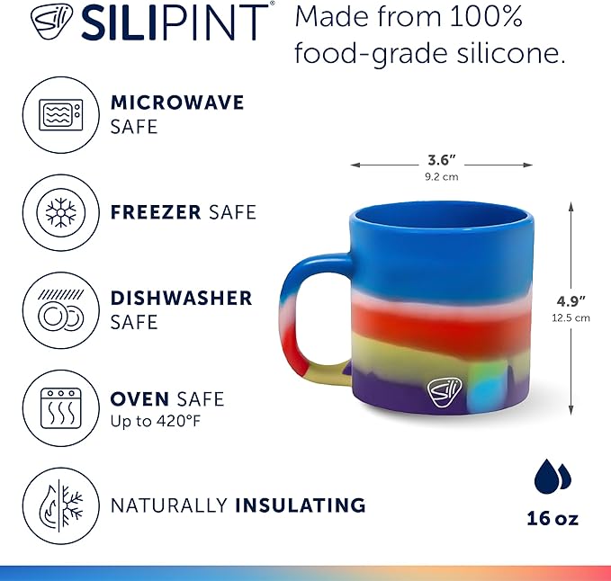Silipint 16oz Silicone Coffee Mug ??Unbreakable Dishwasher Safe Microwave Oven & Freezer Compatible Travel Mug ??Non-Toxic Reusable Cup for Hot Coffee Tea or Cold Drinks (Drippy)