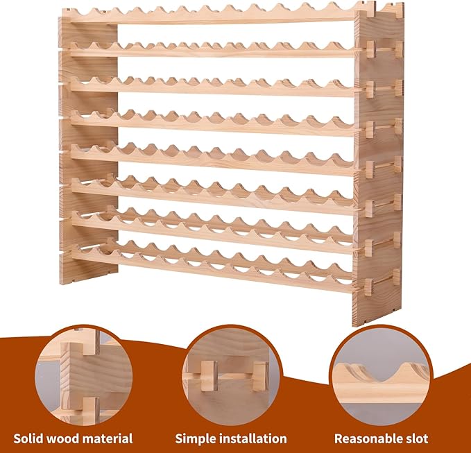 Wooden Stackable Storage Modular countertop Wine Rack cabinet-96bottle Freestanding for Floor Wine Display Stand Holder