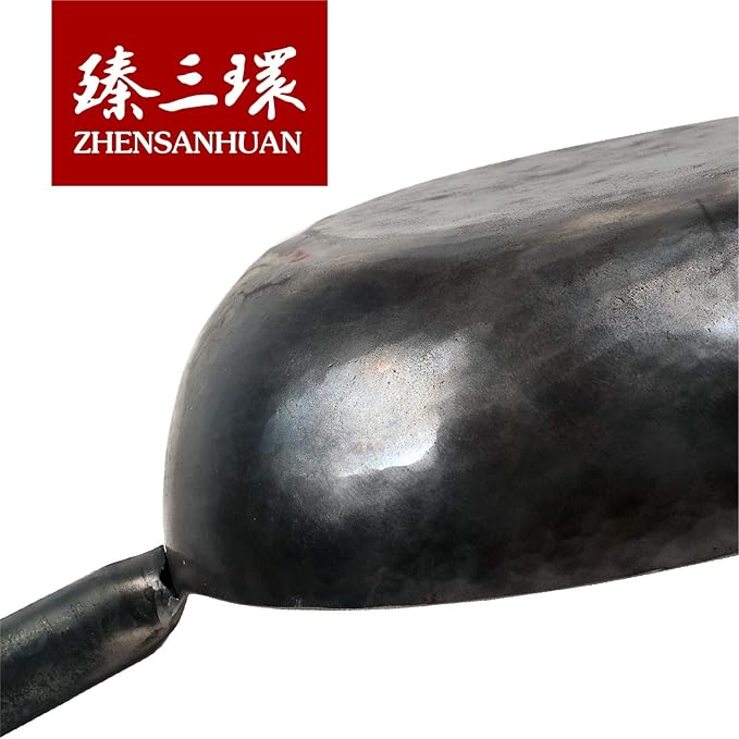 ?삡툒??ZhenSanHuan Chinese HandHammered Iron Woks and Stir Fry Pans, Non-stick, No Coating, Induction Suitable, 塋졽툡?곲봾竊뚩닃弱뽨툓?꾡릎?쏙펽A bite of China (28CM)