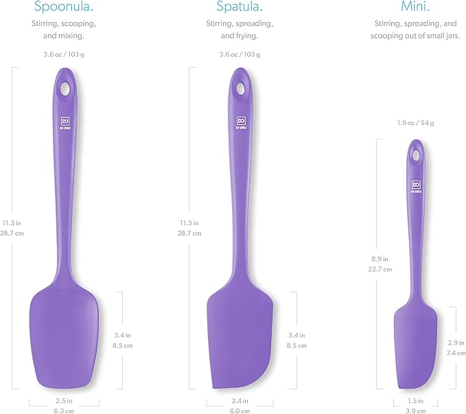 DI ORO Silicone Spatula Set - Rubber Kitchen Spatulas for Baking, Cooking, & Mixing - 600째F Heat-Resistant & BPA Free Silicone Scraper Spatulas for Nonstick Cookware - Dishwasher Safe (3pc, Lavender)
