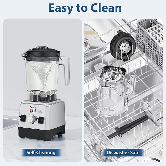 Aeitto Blenders for Kitchen with 68Oz. Jar, 1800W Max Power Smoothie Blender, 3 Preset Programs & 7 Speeds, Professional Countertop Blender for Smoothies, Ice Crush, Frozen Drinks, Silver