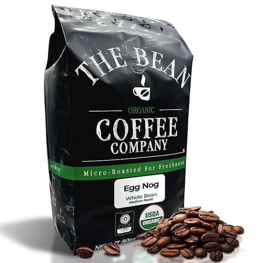 The Bean Organic Coffee Company Egg Nog, Medium Roast, Whole Bean Coffee, 5-Pound Bag