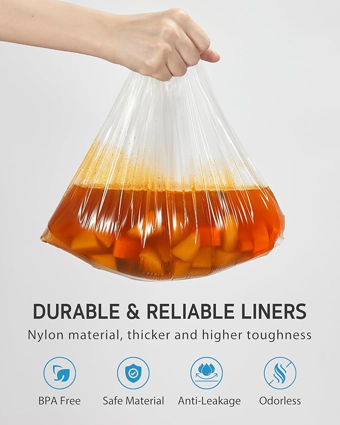 Syntus Crock Pot Liners, 60 Count 14" x 22" Extra Large Size Slow Cooker Liners Fits 6-10 Quart Pots, Disposable Cooking Bags Suitable for Oval & Round & Retangular Crock Pot