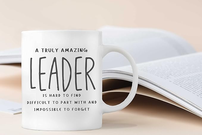 QASHWEY A Truly Amazing Leader is Hard to Find Coffee Mugs Mug,Best Leader Mentor Supervisor Gifts,Inspirational Leadership Double Side Printed Ceramic Mug Cup 11Ounce