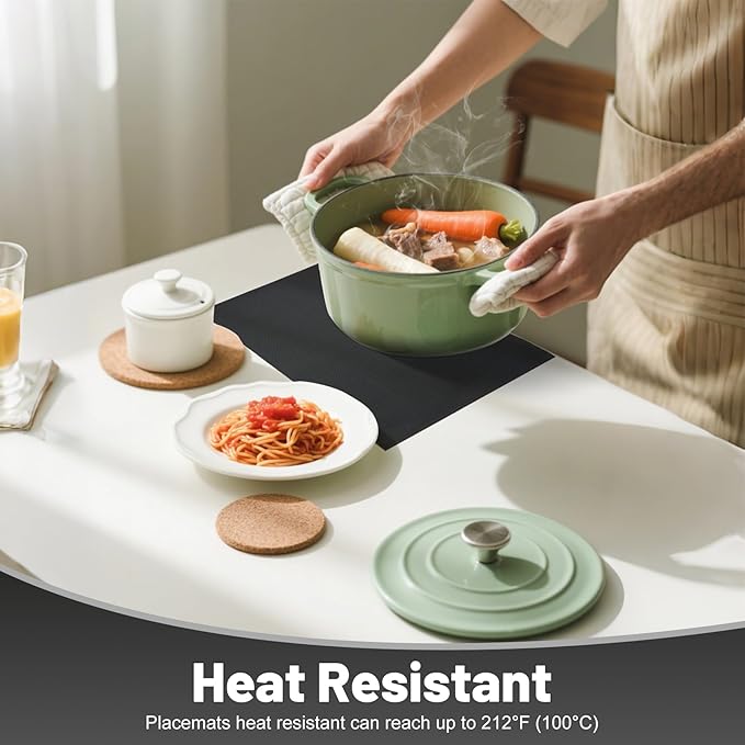 flohar Placemats Set of 8竊똍on-Slip PVC Weave Table Mats Easy to Clean竊똇eat Resistant Place Mats for Kitchen Dining Table Decoration Indoor Outdoor竊똁lack