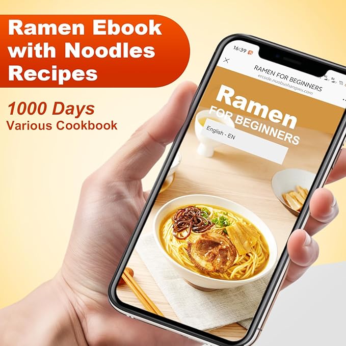 8-Inch Large Ceramic Ramen Bowl Set of 2 (9 Piece) - Microwave & Dishwasher Safe Porcelain Japanese Salad Noodles Cereal Fruit Pasta Soup Bowls with Recipes Chopsticks Forks Spoons for Men Women Gift