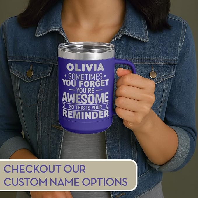 Spotted Dog Company Inspirational Travel Coffee Mug, Inspirational Gifts for Men Dad Father Wife Sister Women, Birthday For Him Her, You?셱e Awesome Tumbler, Teacher Coworker Gifts 15oz Purple
