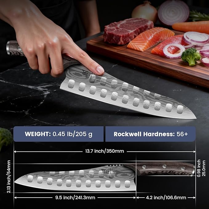 Gyutou Chef Knife, 9.5 Inch Japanese Multi-purpose Kitchen Knife, Ultra Sharp Durable Professional for Slicing, Chopping, Dicing, Ergonomic Anti-slip Handle, Christmas Cooking Gifts