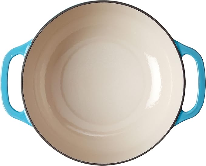Lodge 6 Quart Enameled Cast Iron Dutch Oven with Lid ??Dual Handles ??Oven Safe up to 500째 F or on Stovetop - Use to Marinate, Cook, Bake, Refrigerate and Serve ??Cornflower Blue