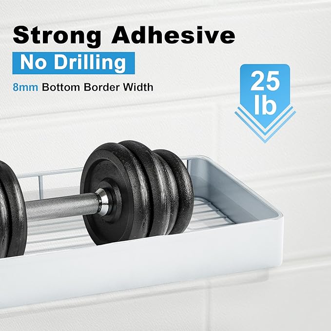 Premium Shower Caddy, Adhesive Bathroom Shower Organizer and Storage, No Drill Shower Shelves for Inside Shower, Rustproof Shower Storage Rack 4 Pack White