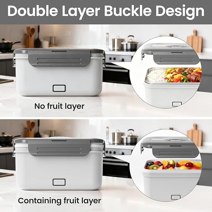 Herrfilk Cordless Electric Lunch Box for Adults, 1.8L/61oz Rechargeable Portable Food Warmer, 4in1 Ultra Quick Heated Lunch Box Food Heater for Travel/Car/Out Work, New Year White Elephant Gifts