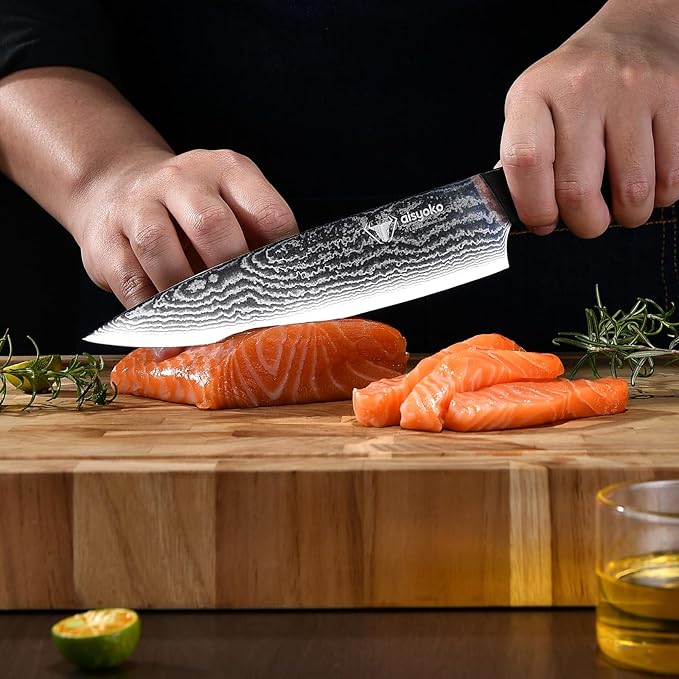 Professional Chef Knife 8 "Damascus Kitchen Knife 8C High carbon stainless steel Super sharp,Ergonomic Full Tang ABS Anti-Skid Handle utility knife Japanese Cooking Knife with Luxury Gift Box