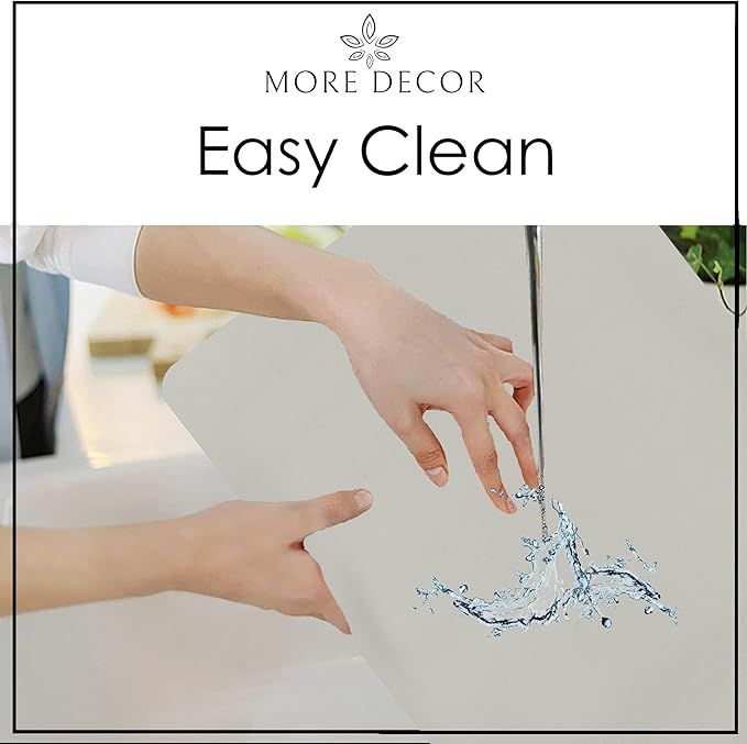 More D챕cor Faux Leather Placemats Set of 4 for Dining Table ??Waterproof, Wipeable, Washable, Stain & Heat Resistant, Non-Slip Table Mats ??12 X 17 Inch, (Solid Silver 4)