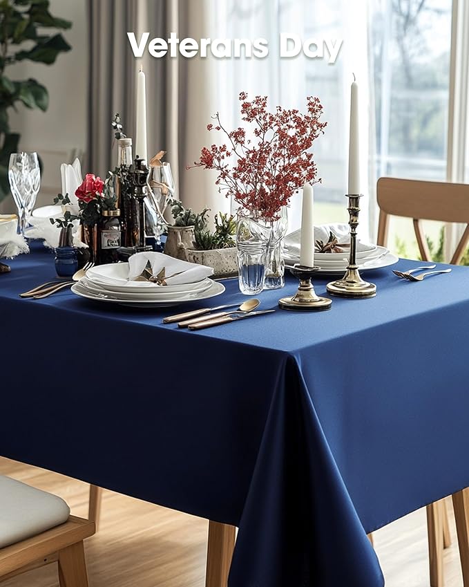 Pureegg Plastic Table Cloth Disposable 12 Pack, 54 x 108 Inch Table Cloths, Graduation Decorations Class of 2025, Graduation Party, Tablecloths, Rectangle, Plastic Cover, Leakproof & Sturdy, Navy Blue