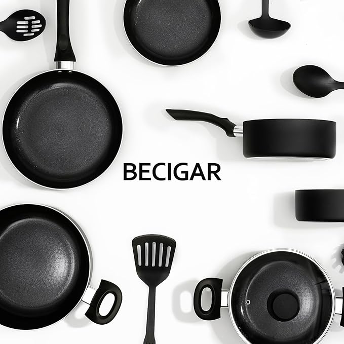 Black Ceramic Pots and Pans Set, 15PCS Nonstick Set Ceramic Cookware Set, Nonstick Pan Pots and Pans Set Non Stick Cookware set