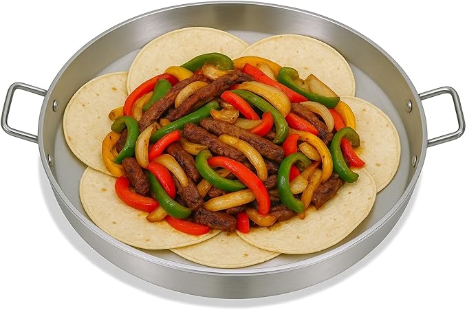 23" Stainless Steel Comal-Tacos Fry Bowl-Heavy Duty Concave Wok-Fajitas Pan