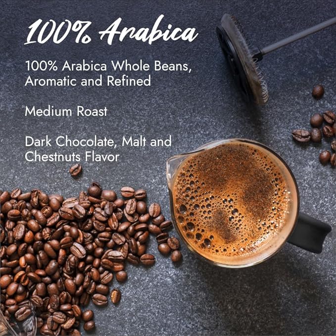 Caff챔 Borbone Whole Bean Coffee, 100% Arabica, Medium Espresso Roast - Freshly Roasted and Packaged in Italy - 2.2 Pound (Pack of 6)