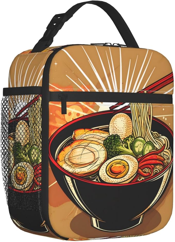 VANZEV Insulated Lunch Box for Women Men, Ramen Theme Lunch Box Reusable Portable Lunch Bag Cooler Tote Waterproof Lunch Container for Office Picnic Work Travel