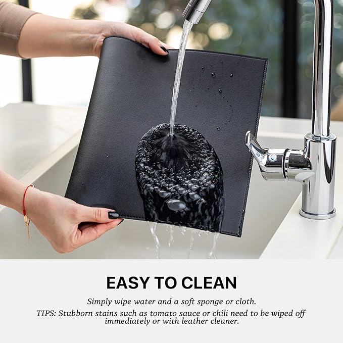 Baroyal Faux Leather Placemats Set of 8 Vinyl Washable Wipeable Table Mats for Kitchen Dining Table Heat Resistant Waterproof Modern Indoor/Outdoor Placemats Non-Slip Easy Clean Place Mats (Black)