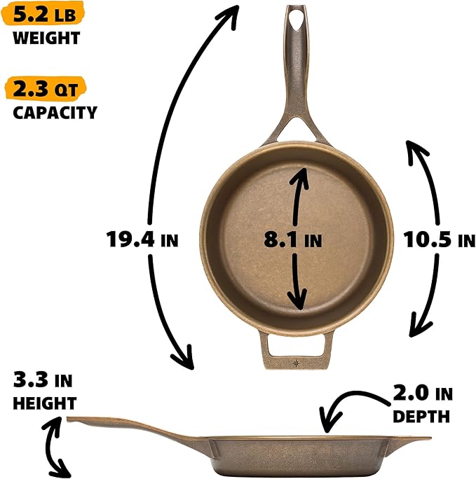 Stargazer 10.5-Inch Cast Iron Skillet | Made in USA, Seasoned, Premium Frying Pan for Grilling, Searing, Baking & More ??Durable Cast Iron with Smooth Cooking Surface