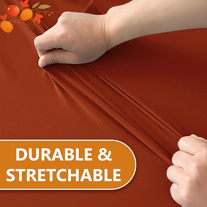 Enjoyidea Spandex Table Cloths for 8 Foot Rectangle Tables-6 Pack Rust Fall Thanksgiving Fitted Stretch Table Covers-Elastic Tablecloth for Party, Vendor Booth Display, Banquet Event, Craft Trade Show