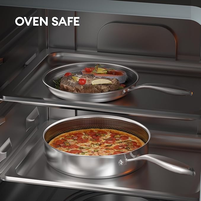 COOKER KING Stainless Steel Cookware Set, 8 Pcs Pots and Pans Set, Hybrid Ceramic Cookware,Non-Stick Frying Pans, Saucepan, Saute Pan & Stock Pot, Non-Toxic, Oven Safe, Induction Compatible