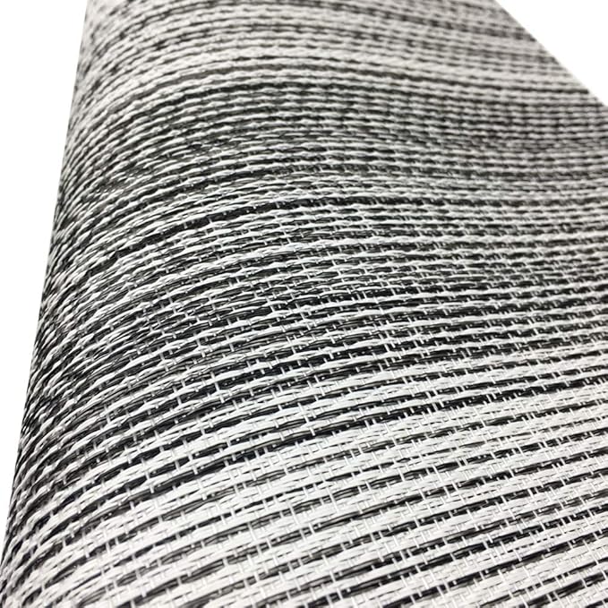 Placemat,Blending Color Durable Woven Vinyl Placemat Washable Heat-Resistant Anti-Skid Kitchen Dining Table Mats (Set of 6, Black with White)