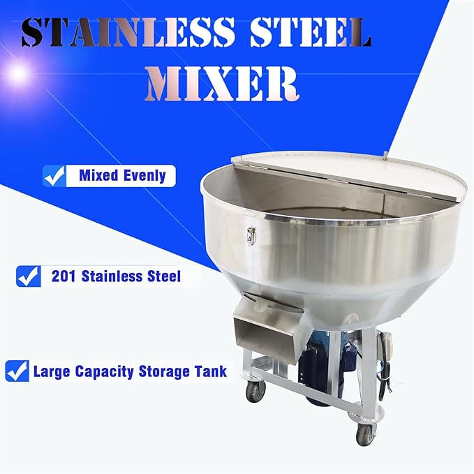 220V 4KW Powder Mixer Blender Mixing Machine Stainless Steel Plastic Mixer Mixing Capacity 440 lbs Vertical Feed Mixing Machine