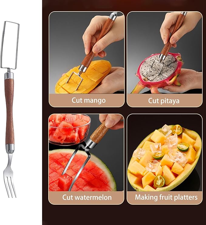 Watermelon Cutter ??2025 Upgraded Stainless Steel 2-in-1 Fork Slicer Tool | Portable & Multi-Functional for Effortless Fruit Slicing at Home, Parties, Camping & Kitchen Use (4, C)