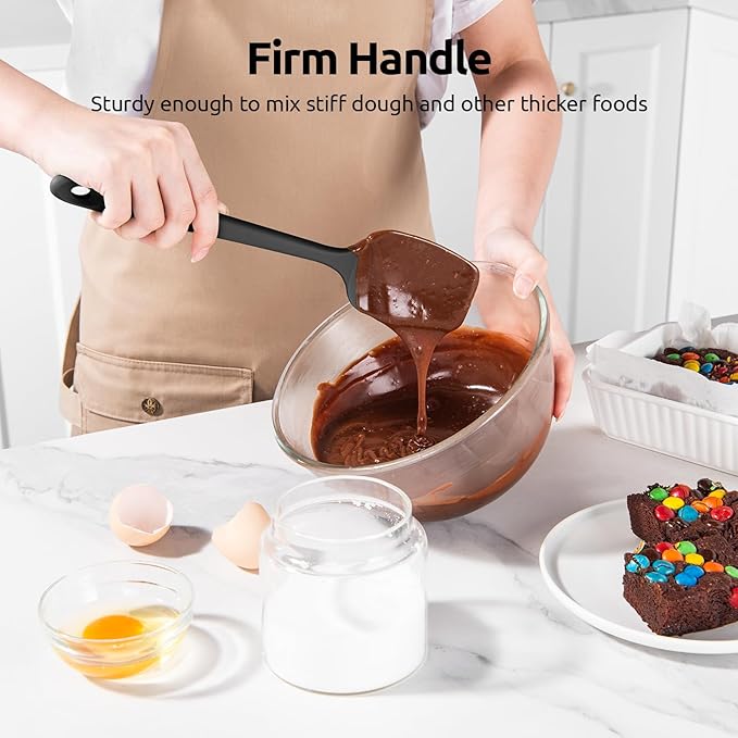 U-Taste Silicone Spoon Spatula Set, 600쨘F High Heat Resistant Food Grade Flexible Rubber Scraper, Cooking Mixing Baking Kitchen Utensils Set of 3 (Black)