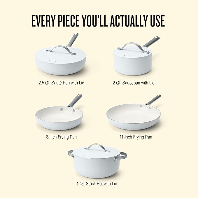 Alva Mobi 8?멠iece Ceramic Nonstick Cookware Set ??Made without PFAS/PFOA/PTFE, Induction & Oven Safe, Easy?멌lean Pots & Pans with Lids, Recycled Aluminum + Stainless Handles