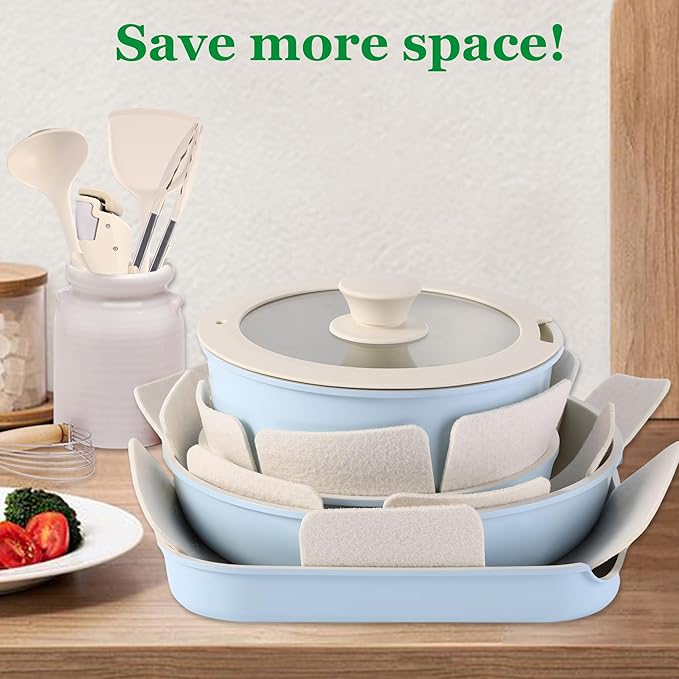 12 PCS Kitchen Cookware Sets with Detachable Handle,Pots and Pans Sets Non Stick, Induction Pan Set for RV Cookware,Oven Safe, PFOA Free竊뉰lue)