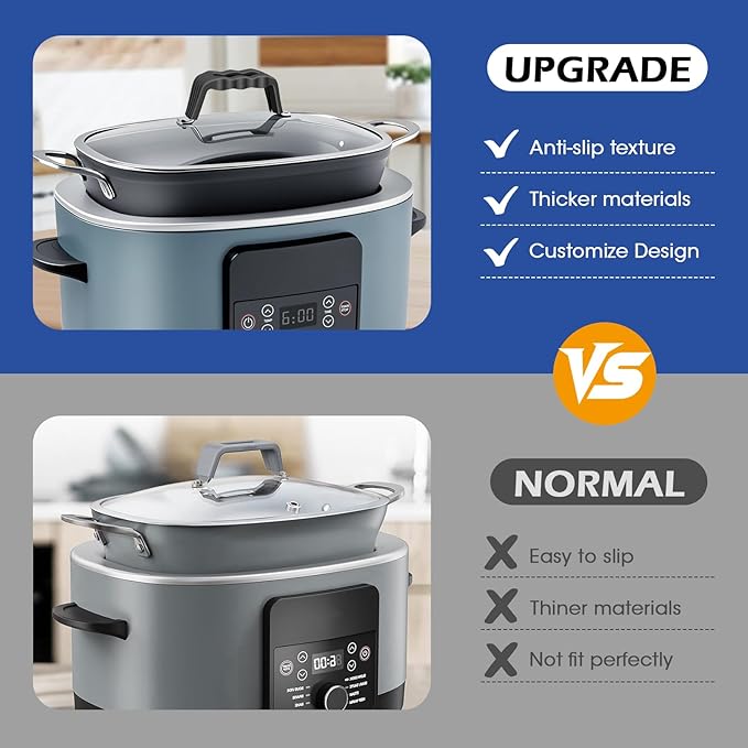 Silicone Lid Handle Cover Compatible with Ninja Foodi Possible Cooker Pro 8.5 Quart MC1000,MC100,MC1010 & 6.5QT MC1101 Slow Cooker Crock Handle Sleeve,Holder,Grip Accessories-No More Hand Burns