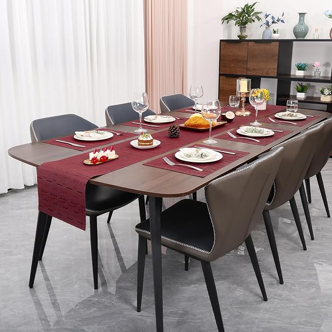 Myir JUN Table Runner, Vinyl Table Runner Indoor 72 Inch Long Arbitrarily Cropped Runner for Table Heatproof for Home Party (Red, 15 x 72 inch)