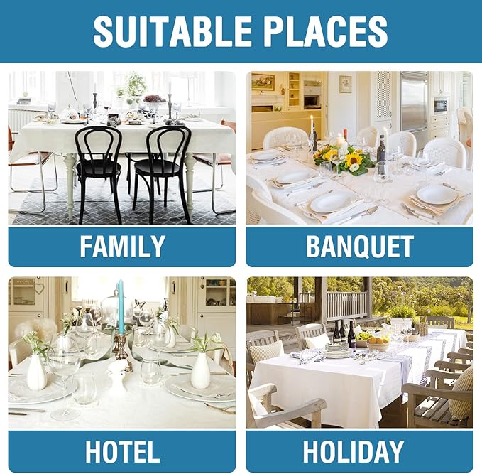 H.VERSAILTEX Linen Textured Tablecloth 60 x 60 Waterproof Decorative Table Cloth Spill-Proof Linen Look Cover for Party Table Extra Soft and Thick Fabric Wrinkle Free, Heather Navy