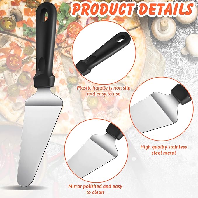 20 Pcs Pizza Spatula Bulk Pie Server Pie Cutter Cake Cutter Stainless Steel Cake Serving Spatula Non Slip Easy to Grip Baking Triangular Spade Plastic Handle Shovel for Desserts Pizza Pie Cake