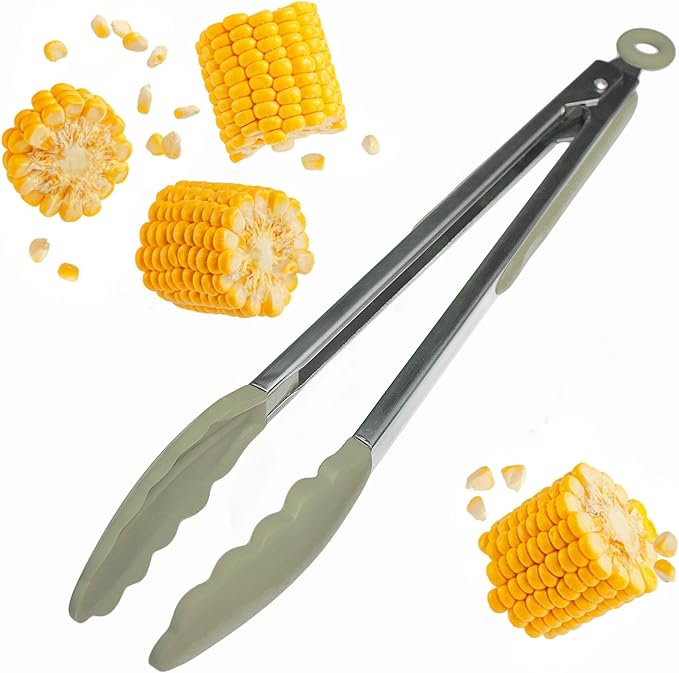 Starpack 'Get a Grip' Silicone Kitchen Tongs for Cooking 12 Inch - BBQ Silicone Tongs for Grill Heat Resistant to 600째F - Stainless Steel Utensils with Non Stick Rubber Tips for Serving Food
