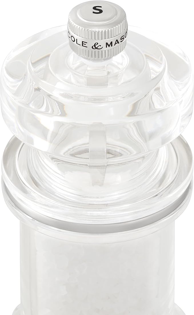 Cole & Mason 605 Refillable Spice Mill - Kitchen & Home Accessory - Table Salt Grinder - Salt Included - Acrylic - Salt Mill 4.5"