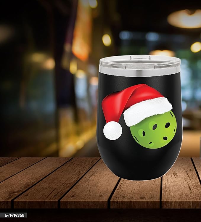 Pickleball Wine Tumbler, Pickleball Gift, 12oz Stainless Steel Wine Tumbler, Gifts For Him, For Her, For Boys, For Girls, Birthday, Christmas Gift idea (Black)