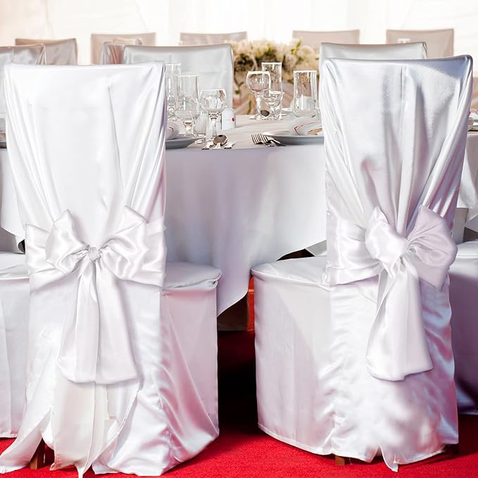 Bencailor 24 Pcs White Satin Table Runner Bulk 12 x 108 Inches Long Table Runners Bright Smooth Fabric Tablecloth for Wedding Banquet Birthday Valentines St Patrick's Day Party Decorations