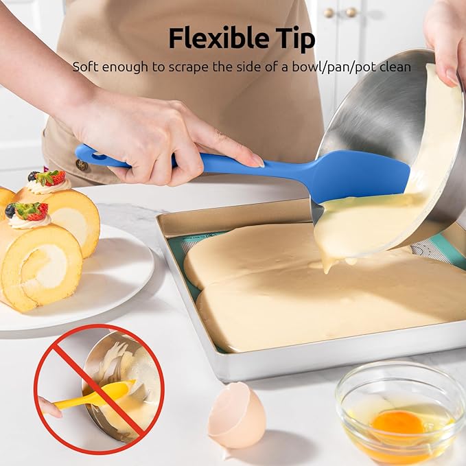 U-Taste Silicone Spoon Spatula Set, 600쨘F High Heat Resistant Food Grade Flexible Rubber Scraper, Cooking Mixing Baking Kitchen Utensils Set of 3 (Multicolors)